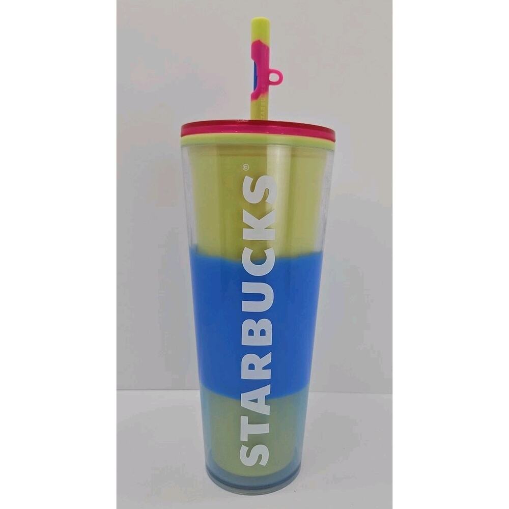 Starbucks 2023 Spring Color Changing Yellow Blue Wave Tumbler 24 oz Venti Cup